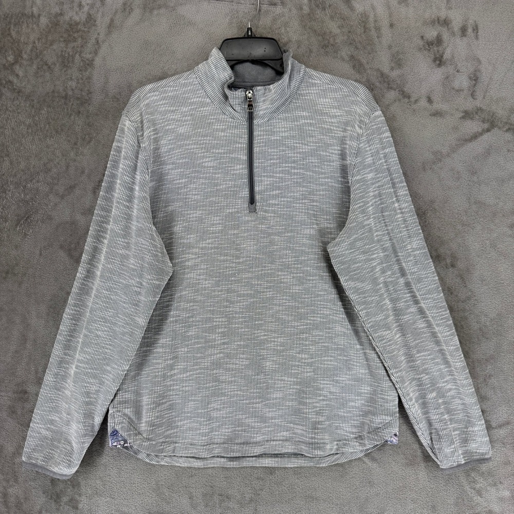 Robert Graham Mens Classic Fit Grey Space Dye Quarter Zip Pullover Sweater Large